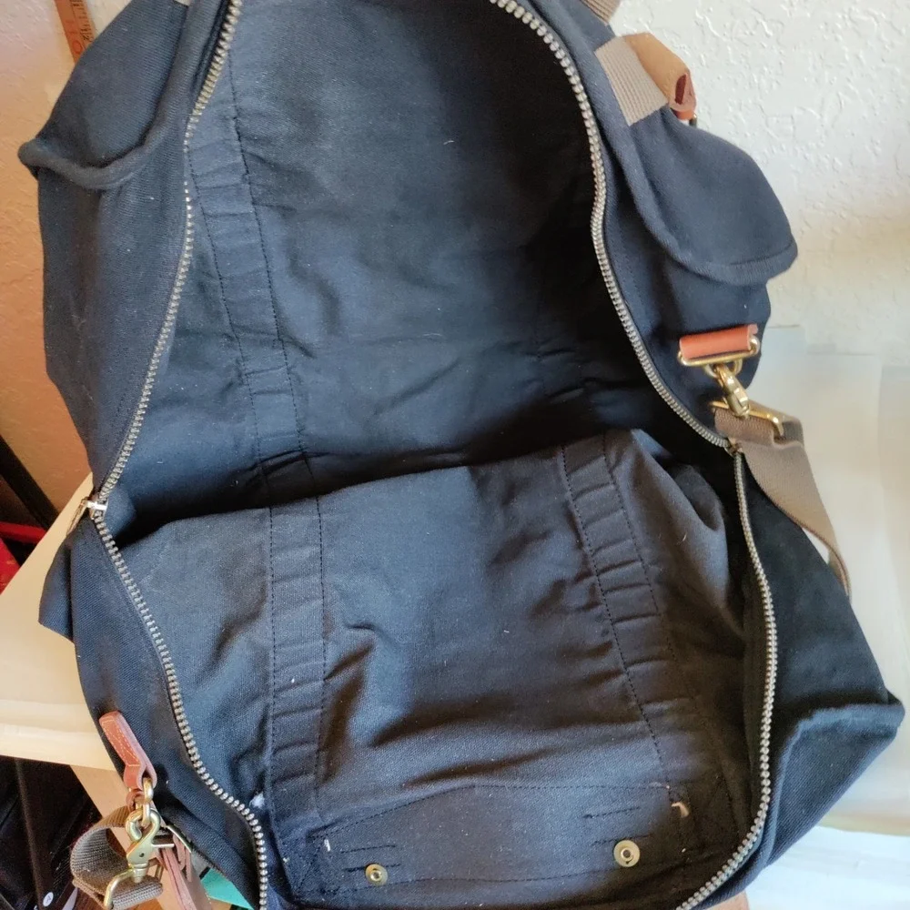 Dakota by Tumi Vintage Black Canvas Leather Trim Duffel Bag Travel Weekender